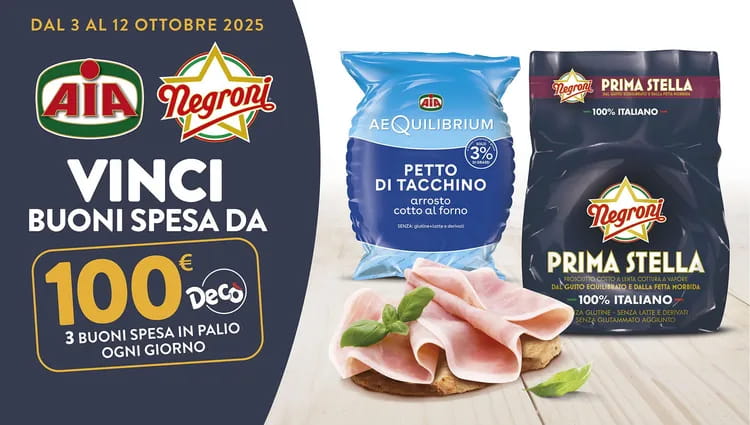 Dal 3 al 12 ottobre 2025 vinci con AIA & Negroni nei punti vendita Decò*