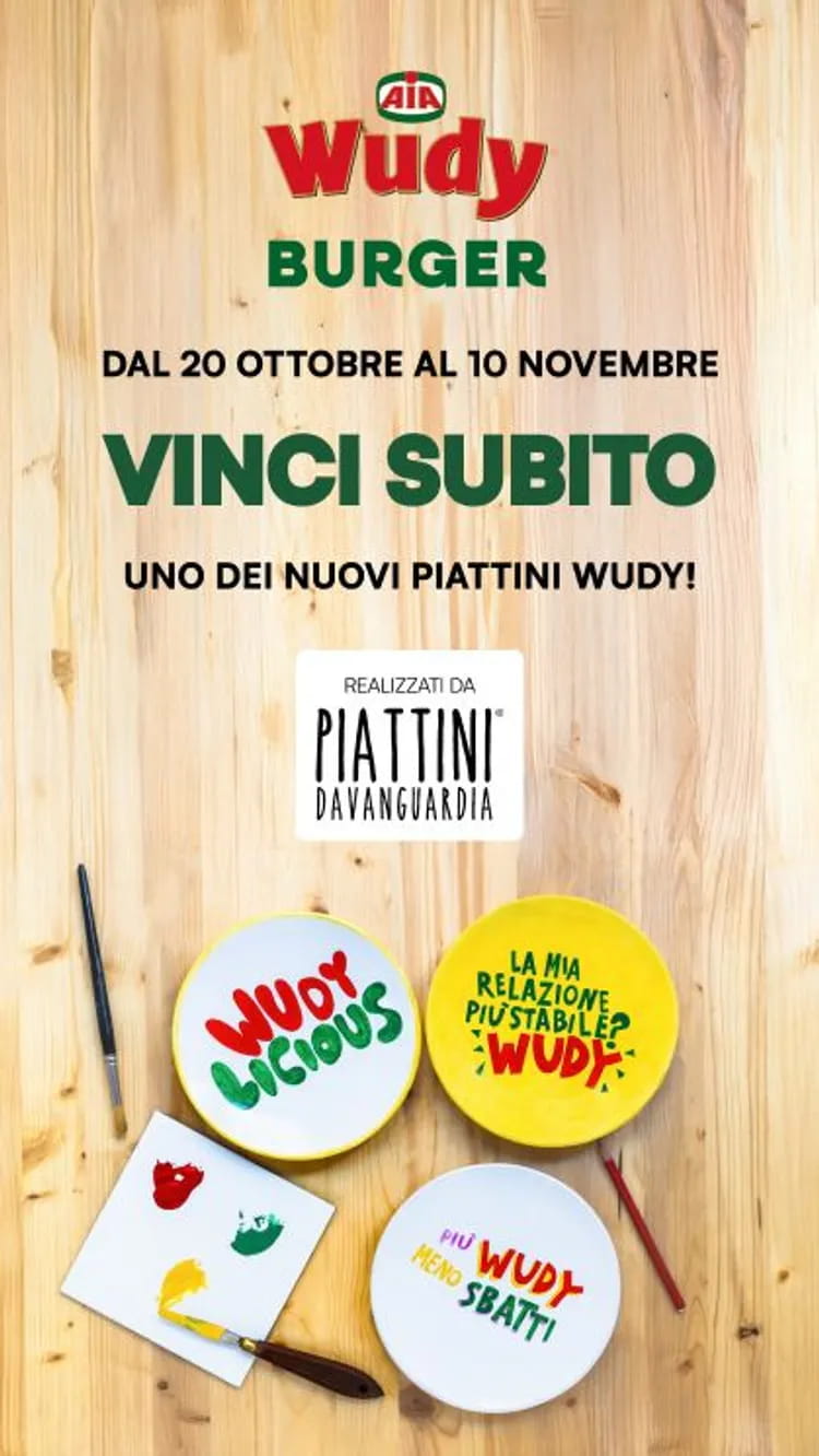 Dal 20 ottobre al 10 novembre vinci subito uno dei Piattini Davanguardia Wudy
